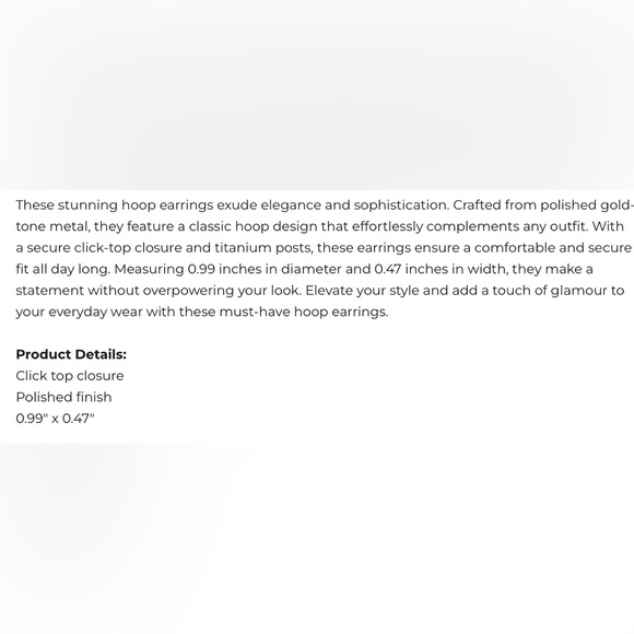 Ralph Lauren Gold Tone Navy Hoop Earrings - Picture 7 of 7